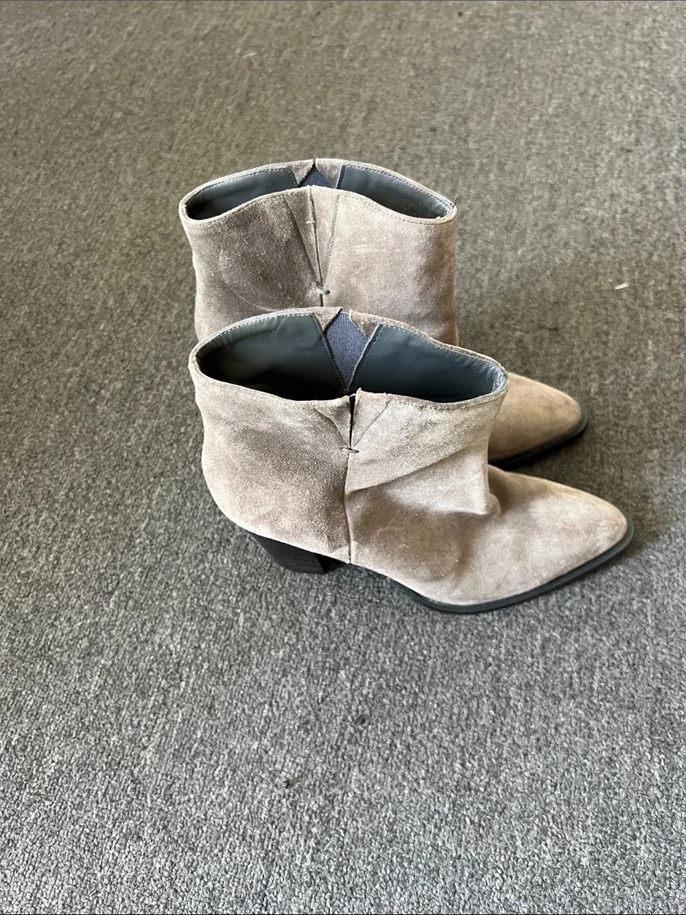 Vince Taupe Suede Slouch Ankle Boots